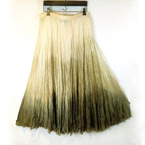 Cream to Olive Ombre Silk Skirt Size M/L by The Limited